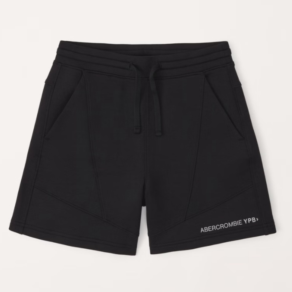 Abercrombie & Fitch black ypb neoknit warm up shorts — above the knee fit